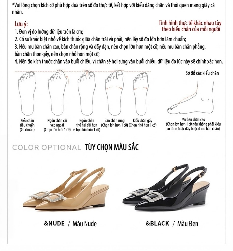 Giày Sandal Cao Gót Nữ Hở Gót Mũi Nhọn Quai Hậu Đính Đá Gót Xuồng Gót Cao 5cm - 6cm Màu Đen, Kem chi tiết 2