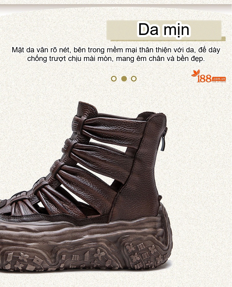 Bốt Nữ Cổ Lửng Hở Eo Da Mờ Đế Cao 4cm - 5cm Màu Đen, Nâu chi tiết 3