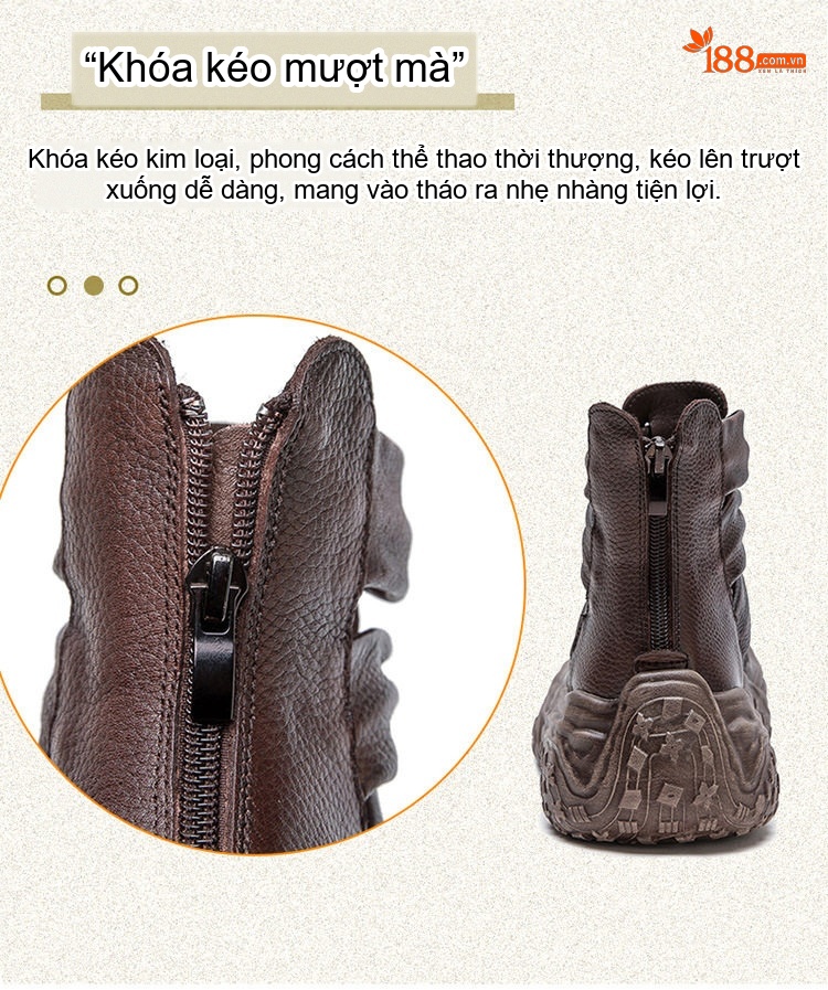 Bốt Nữ Cổ Lửng Hở Eo Da Mờ Đế Cao 4cm - 5cm Màu Đen, Nâu chi tiết 7