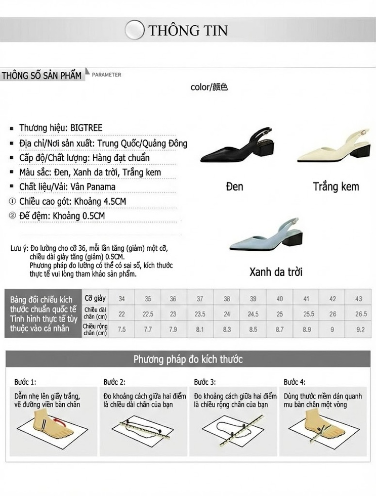 Giày Sandal Cao Gót Nữ Mũi Nhọn Quai Hậu Khoét Lỗ Gót Vuông Da Bóng Gót Cao 5cm - 6cm Màu Trắng, Đen, Xanh chi tiết 1