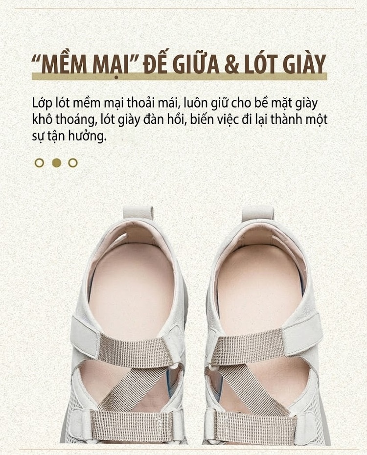 Dép Sandal Nữ Quai Dán Thể Thao Vải Lưới Đế Cao 3cm - 4cm Màu Đỏ, Xanh Lá, Be chi tiết 6