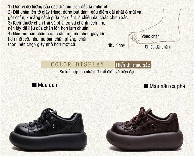 Giày Sneaker Nữ Da Mờ Buộc Dây Đế Cao 4cm - 5cm Màu Đen, Nâu chi tiết 2