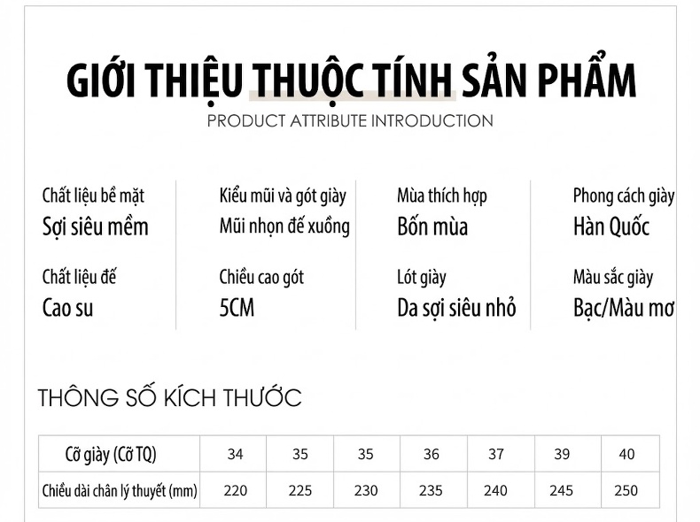 Giày Slingback Nữ Mũi Nhọn Da Mờ Gót Xuồng Phối Màu Chiều Cao Đế Khoảng 5cm Màu Đen, Bạc, Kem chi tiết 1