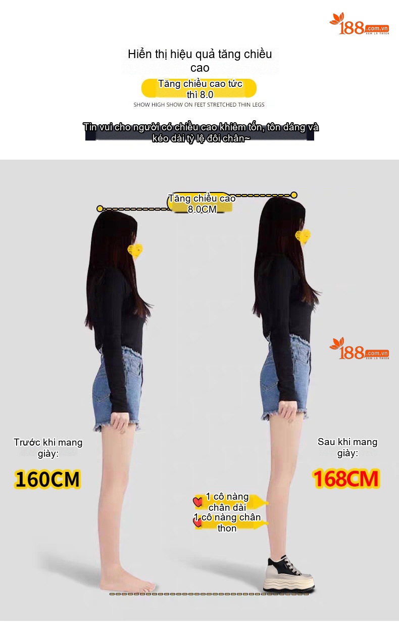 Giày Sneaker Nữ Cao Cổ Đế Dày Chiều Cao Đế 8cm Màu Đen, Kem chi tiết 5