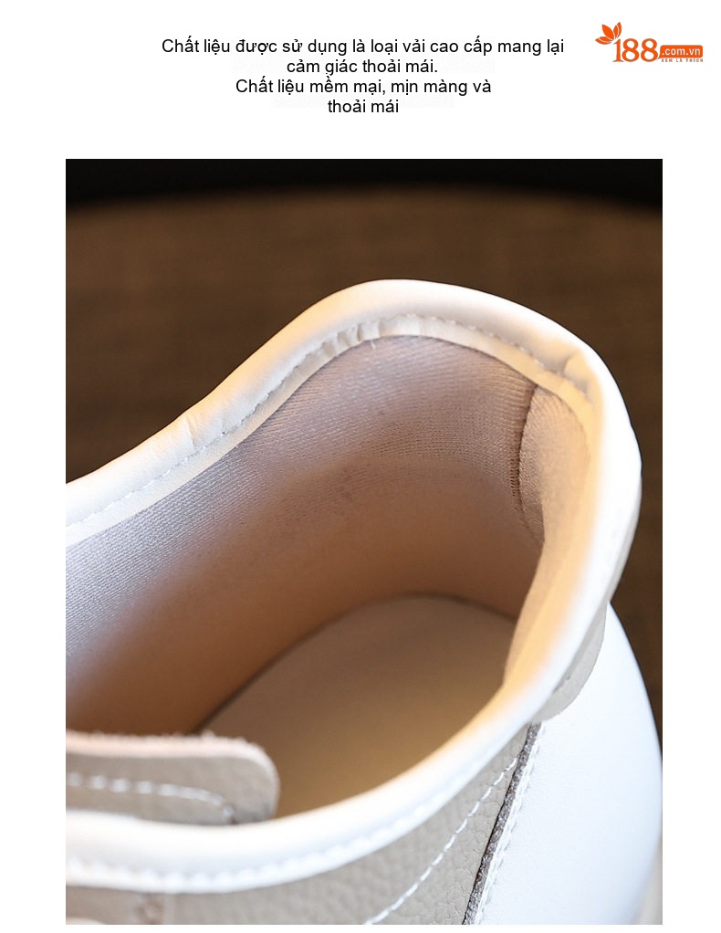 Giày Sneaker Nữ Cao Cổ Đế Dày Chiều Cao Đế 8cm Màu Đen, Kem chi tiết 9