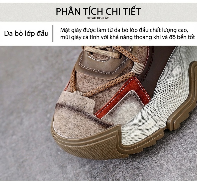 Giày Sneaker Nữ Da Bò Đế Dày Chiều Cao Đế Khoảng 5cm Màu Xanh Lá, Nâu, Đen, Đỏ... chi tiết 4