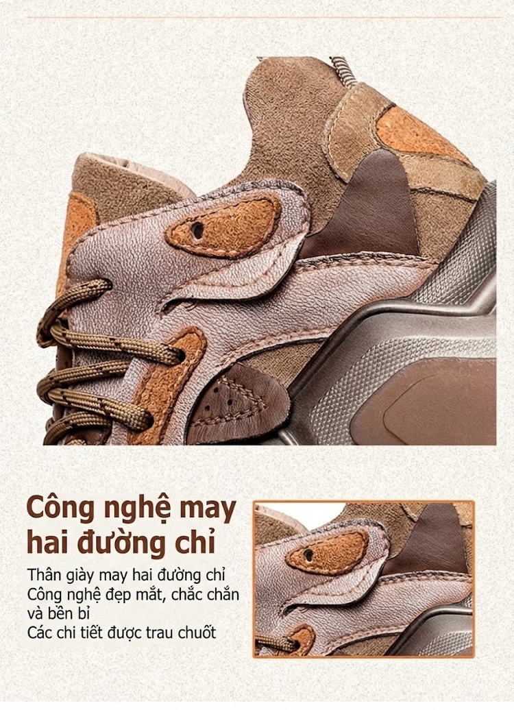 Giày Sneaker Nữ Da Bò Kiểu Dáng Retro Chiều Cao Đế Khoảng 5cm Màu Nâu, Xám, Đen, Tím... chi tiết 6