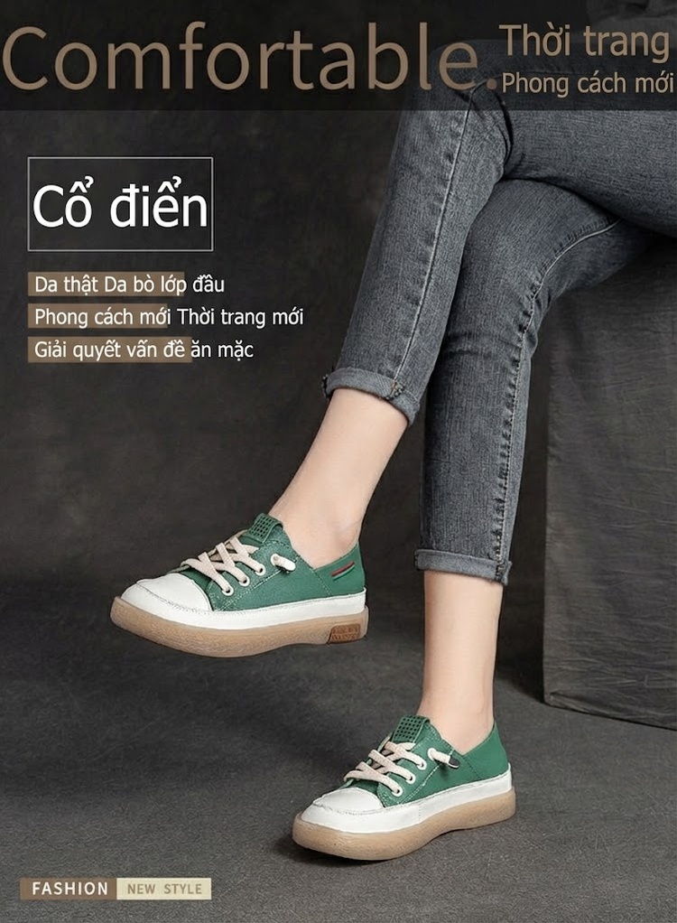 Giày Sneaker Nữ Da Bò Kiểu Hàn Quốc Chiều Cao Đế Khoảng 3cm Màu Trắng, Đen, Cam, Xanh... chi tiết 1