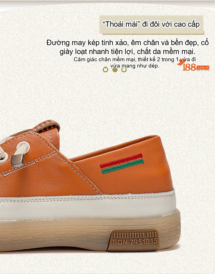 Giày Sneaker Nữ Da Bò Kiểu Hàn Quốc Chiều Cao Đế Khoảng 3cm Màu Trắng, Đen, Cam, Xanh... chi tiết 3