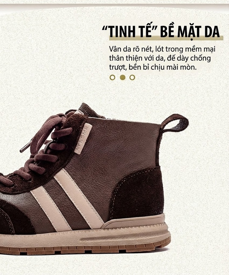 Giày Sneaker Nữ Da Bò Phối Màu Chiều Cao Đế Khoảng 3cm Màu Đen, Nâu chi tiết 1