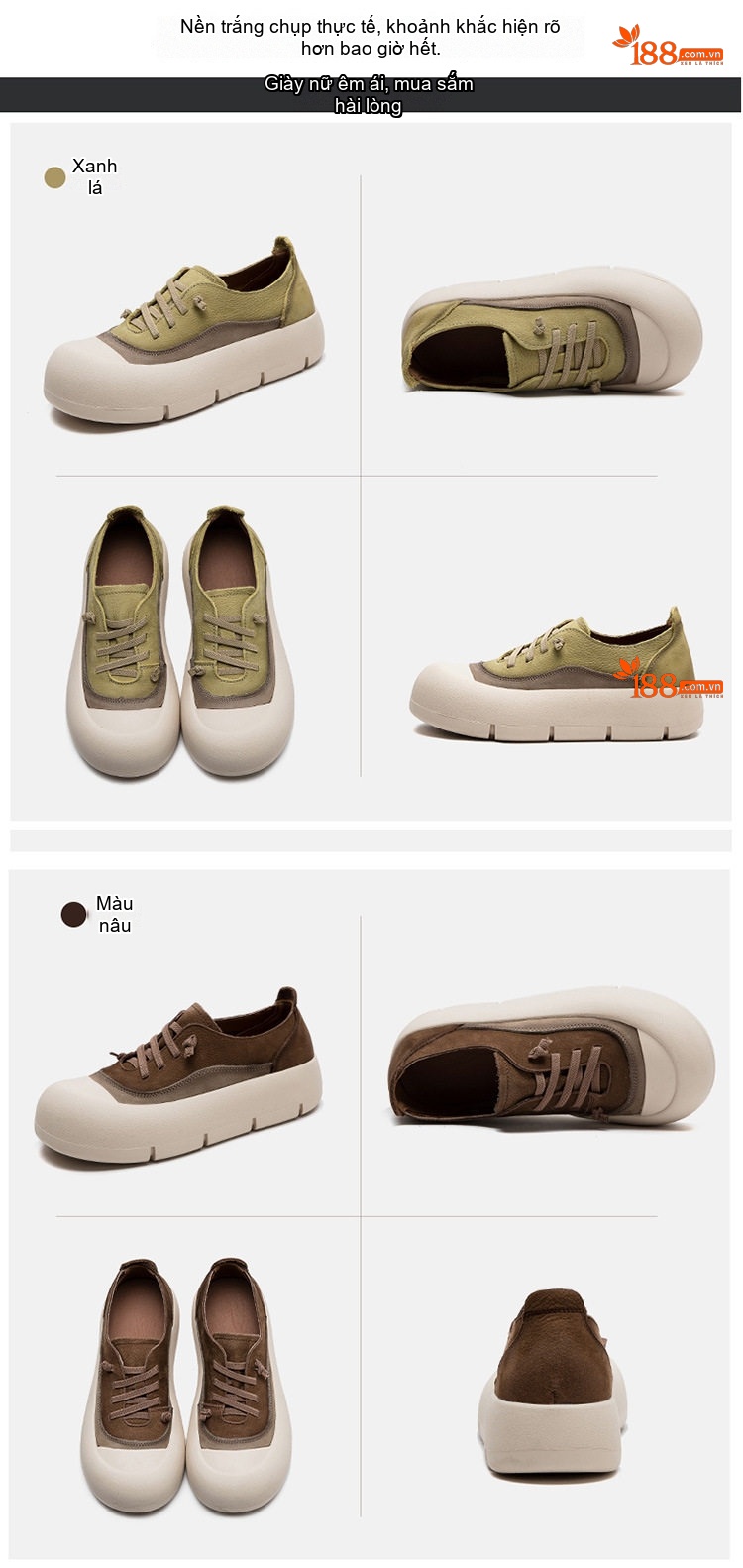 Giày Sneaker Nữ Da Bò Thấp Cổ Chiều Cao Đế Khoảng 4cm Màu Nâu, Vàng chi tiết 14