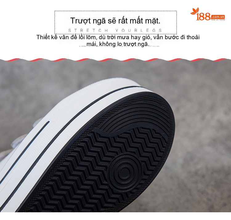 Giày Sneaker Nữ Da Bóng Dán Magic Tape Đế Xuồng Chiều Cao Đế 7.5cm Màu Trắng, Đen chi tiết 11