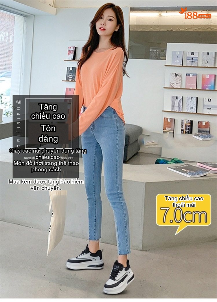 Giày Sneaker Nữ Da Bóng Đế Dày Chiều Cao Đế Khoảng 5cm Lót Lông Đi Mềm Màu Trắng, Đen, Nâu, Đỏ... chi tiết 1