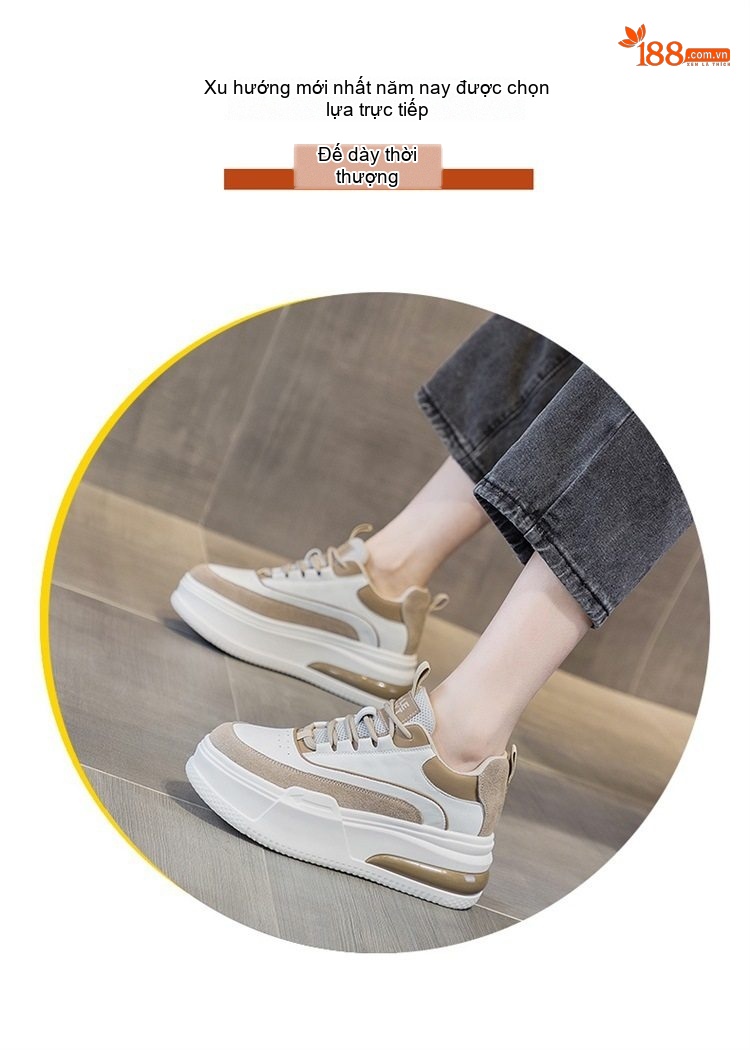 Giày Sneaker Nữ Da Bóng Đế Dày Chiều Cao Đế Khoảng 5cm Lót Lông Đi Mềm Màu Trắng, Đen, Nâu, Đỏ... chi tiết 3