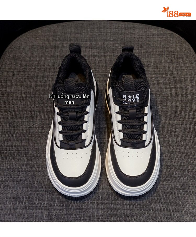 Giày Sneaker Nữ Da Bóng Đế Dày Chiều Cao Đế Khoảng 5cm Lót Lông Đi Mềm Màu Trắng, Đen, Nâu, Đỏ... chi tiết 32