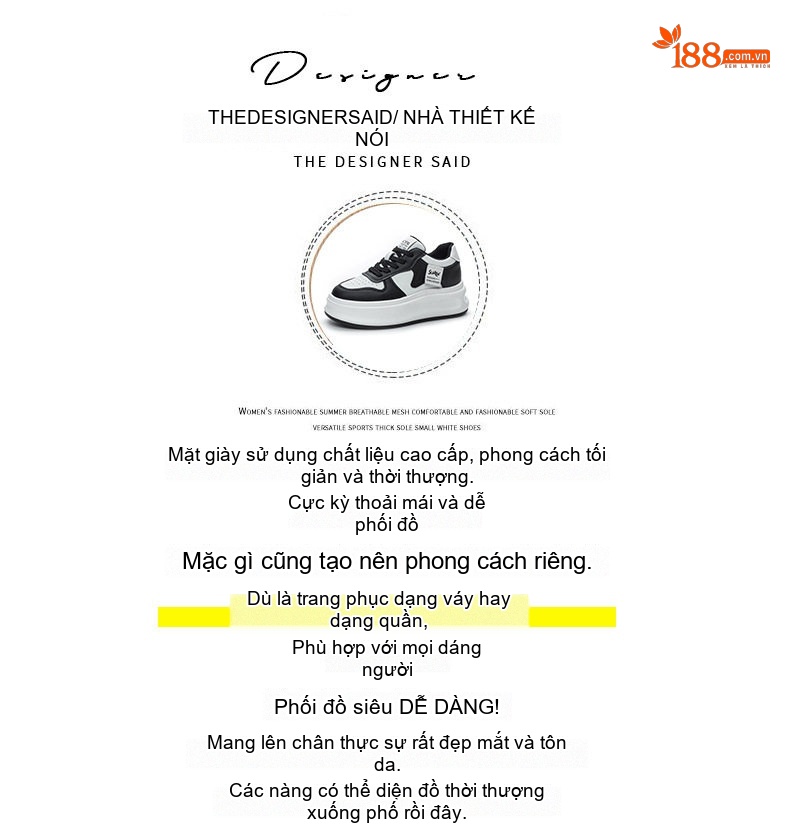Giày Sneaker Nữ Da Bóng Đế Dày Chiều Cao Đế Khoảng 5cm Màu Trắng, Đỏ, Đen... chi tiết 4
