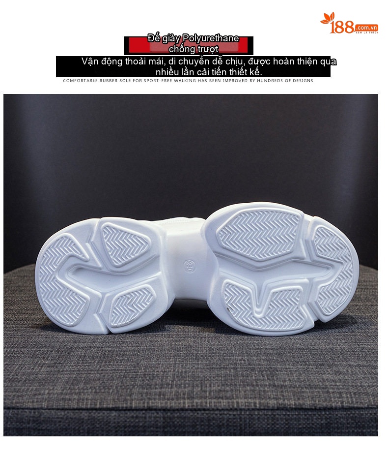 Giày Sneaker Nữ Da Mềm Đế Dày Phong Cách Ins Chiều Cao Đế Khoảng 5cm Màu Trắng chi tiết 8