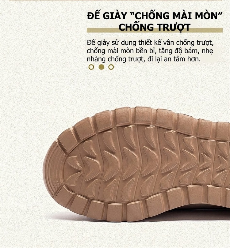 Giày Sneaker Nữ Da Mờ Đế Bánh Mì Chiều Cao Đế Khoảng 4cm Màu Nâu, Kem chi tiết 4