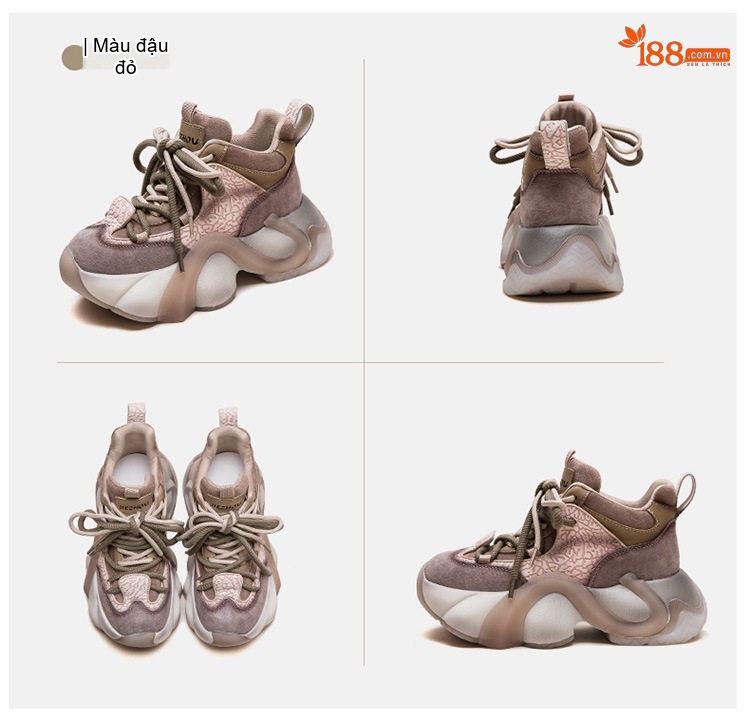 Giày Sneaker Nữ Da Mờ Phong Cách Thể Thao Chiều Cao Đế Khoảng 5cm Màu Đen, Xanh, Hồng, Nâu... chi tiết 19