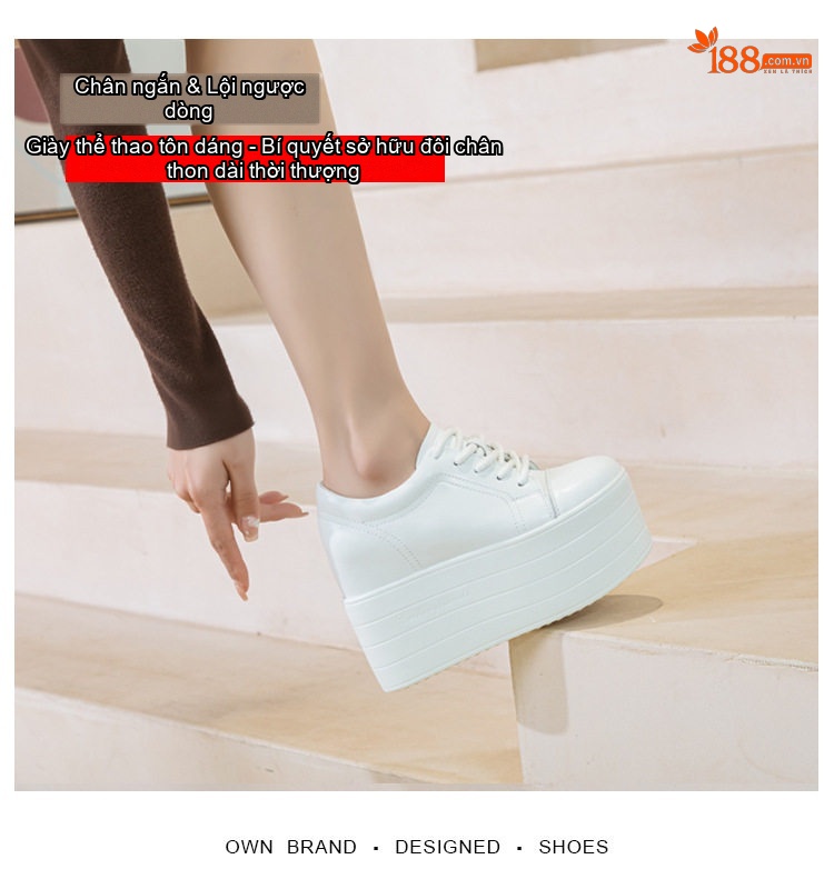 Giày Sneaker Nữ Da Thật Chiều Cao Đế 8cm Phong Cách Hàn Quốc Màu Đen, Trắng chi tiết 1
