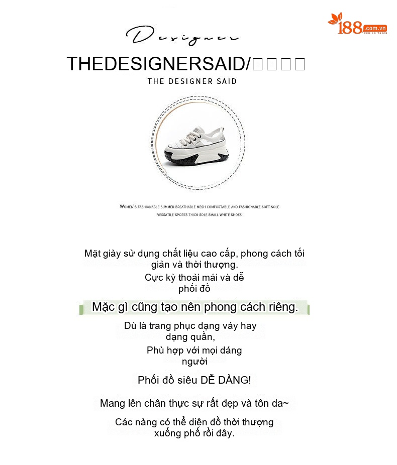 Giày Sneaker Nữ Da Thật Lỗ Thoáng Khí Chiều Cao Đế Khoảng 5cm Màu Nâu, Đỏ, Trắng, Đen... chi tiết 4