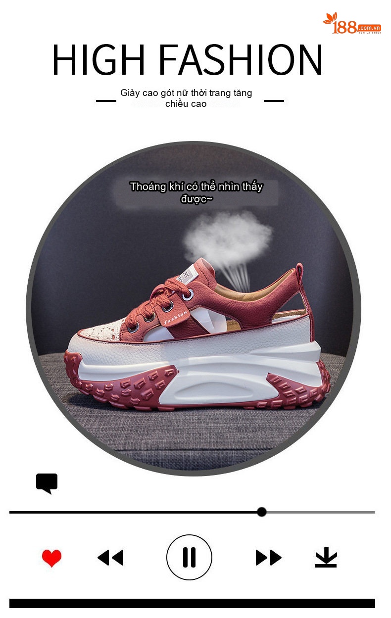 Giày Sneaker Nữ Da Thật Lỗ Thoáng Khí Chiều Cao Đế Khoảng 5cm Màu Nâu, Đỏ, Trắng, Đen... chi tiết 6