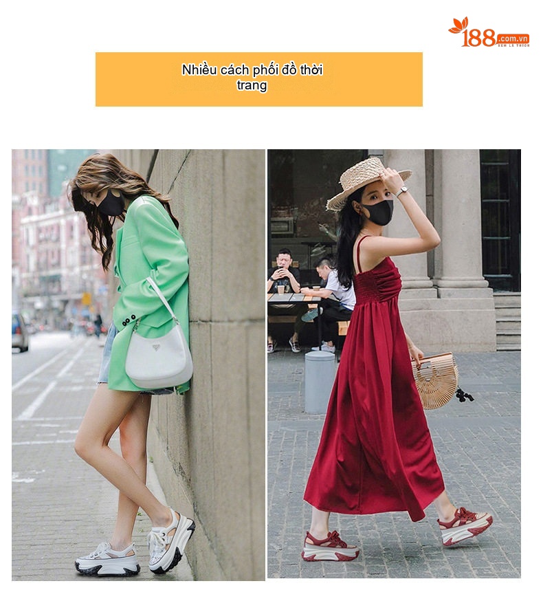 Giày Sneaker Nữ Da Thật Lỗ Thoáng Khí Chiều Cao Đế Khoảng 5cm Màu Nâu, Đỏ, Trắng, Đen... chi tiết 7
