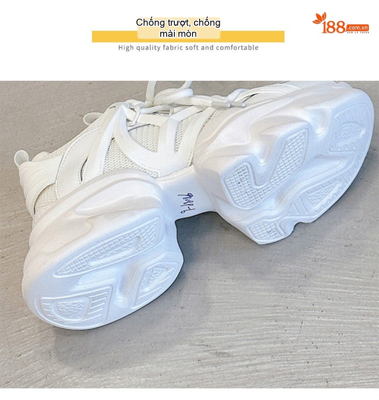 Giày Sneaker Nữ Dáng Chunky Lưới Thoáng Khí Chiều Cao Đế Khoảng 5cm Màu Trắng, Đen chi tiết 12
