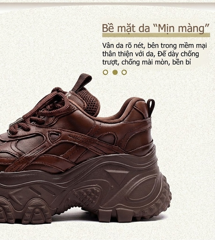 Giày Sneaker Nữ Dáng Lười Đế Cao Chiều Cao Đế Khoảng 6cm Phong Cách Thời Trang Màu Đen, Trắng, Nâu chi tiết 3