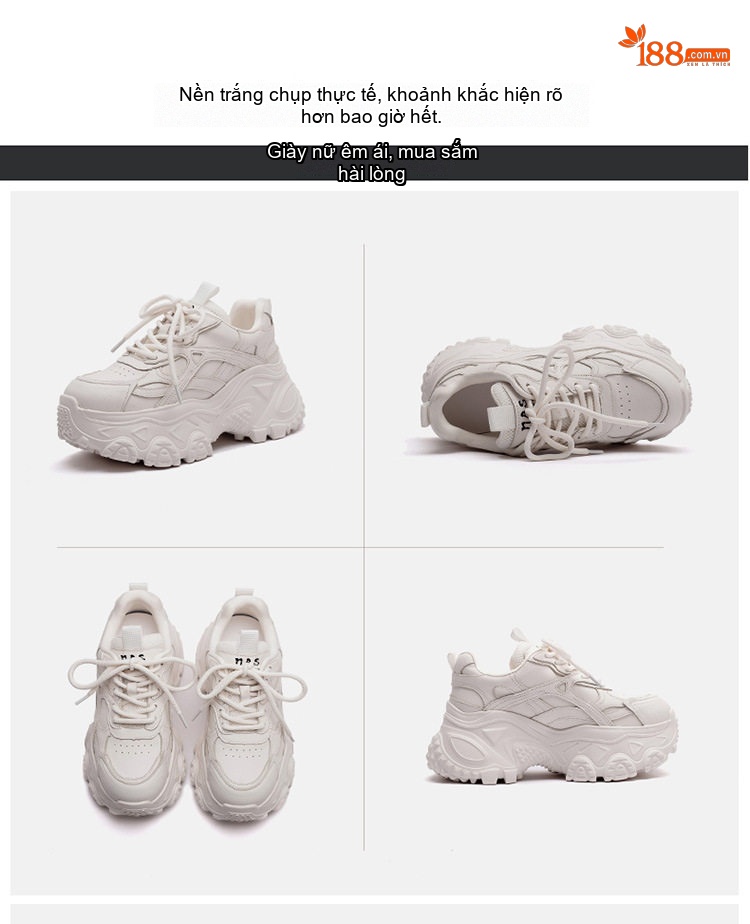 Giày Sneaker Nữ Dáng Lười Đế Cao Chiều Cao Đế Khoảng 6cm Phong Cách Thời Trang Màu Đen, Trắng, Nâu chi tiết 16