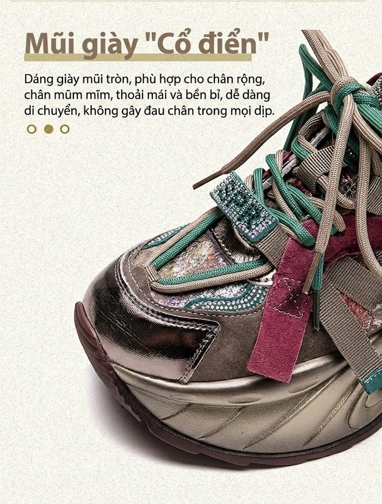 Giày Sneaker Nữ Dáng Lười Đế Cao Khoảng 5cm Màu Be, Hồng, Xanh... chi tiết 3