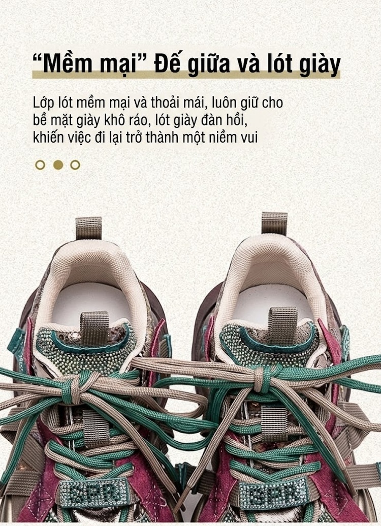 Giày Sneaker Nữ Dáng Lười Đế Cao Khoảng 5cm Màu Be, Hồng, Xanh... chi tiết 5