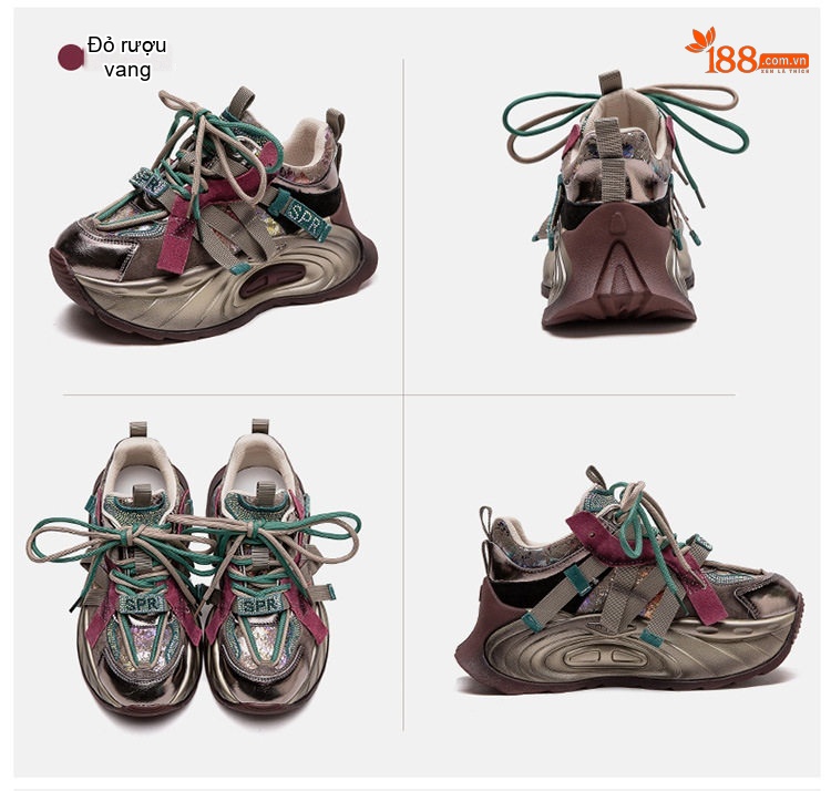 Giày Sneaker Nữ Dáng Lười Đế Cao Khoảng 5cm Màu Be, Hồng, Xanh... chi tiết 14