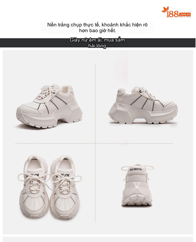 Giày Sneaker Nữ Dáng Lười Đế Dày Chiều Cao Đế Khoảng 5cm Phong Cách Hàn Quốc Màu Trắng, Đen chi tiết 16