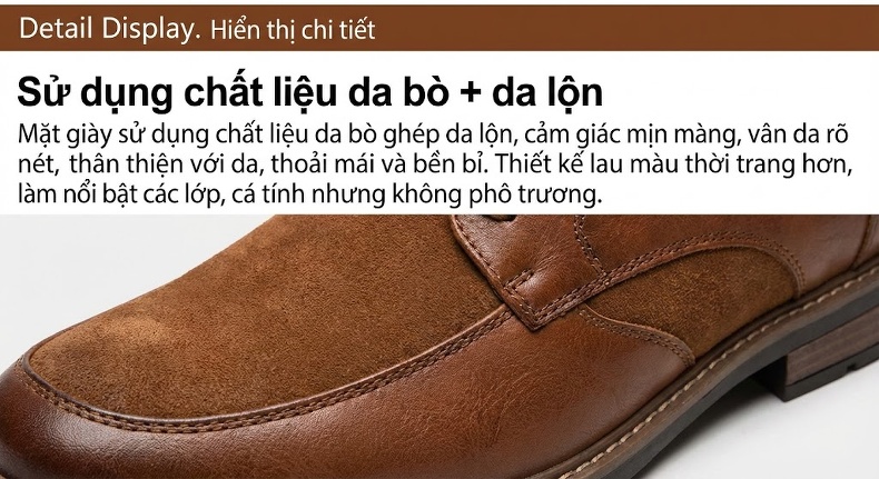 Giày Sneaker Nữ Dây Buộc Đế Bánh Mì Chiều Cao Đế Khoảng 4cm Màu Nâu chi tiết 9