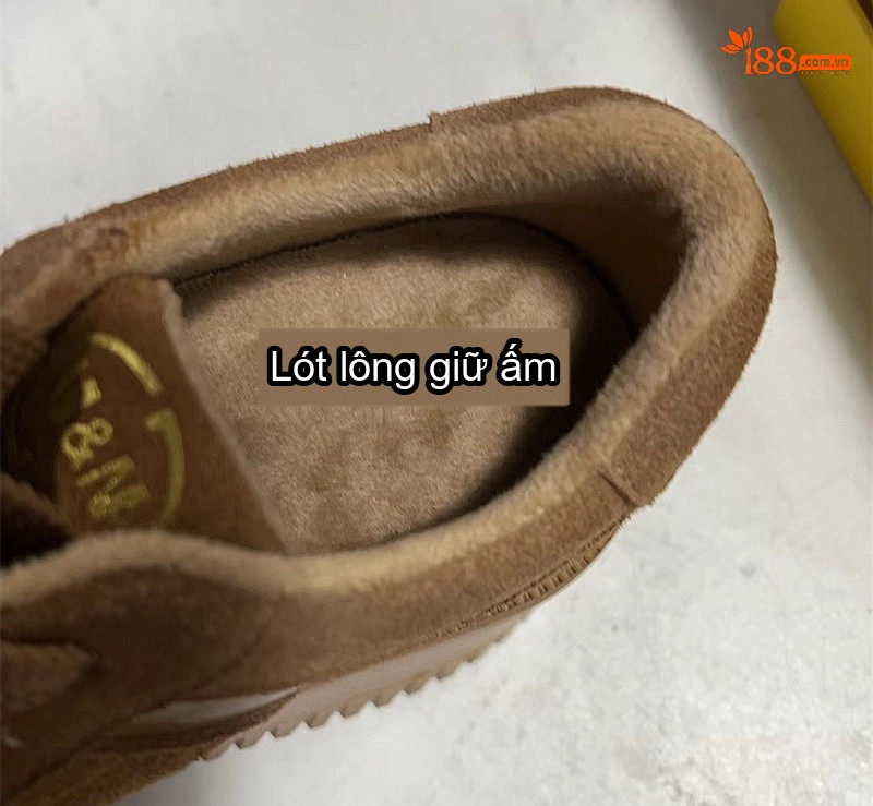 Giày Sneaker Nữ Dây Buộc Đế Bánh Mì Chiều Cao Đế Khoảng 4cm Màu Nâu chi tiết 10