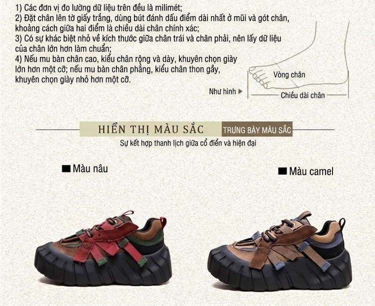 Giày Sneaker Nữ Đế Bánh Mì Da Mờ Chiều Cao Đế Khoảng 6cm Màu Nâu, Đỏ, Xanh Lá, Đen chi tiết 2
