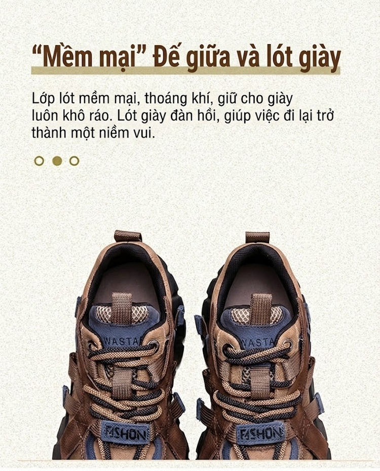 Giày Sneaker Nữ Đế Bánh Mì Da Mờ Chiều Cao Đế Khoảng 6cm Màu Nâu, Đỏ, Xanh Lá, Đen chi tiết 6