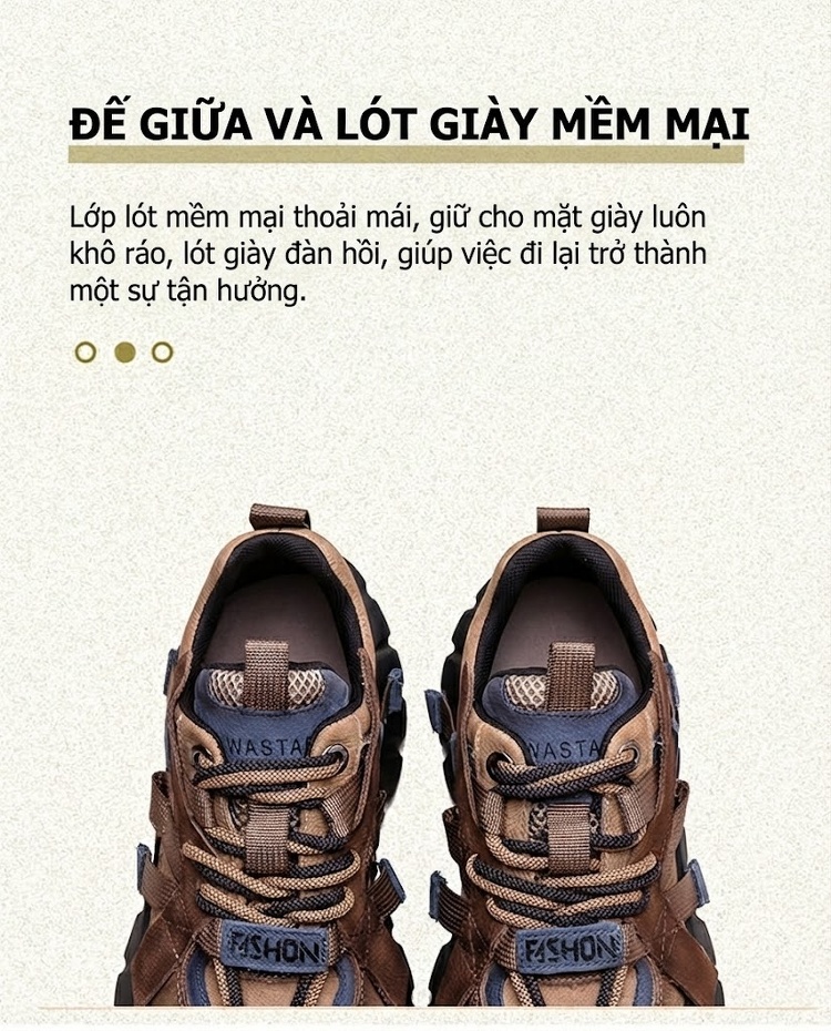 Giày Sneaker Nữ Đế Bánh Mì Phối Màu Chiều Cao Đế Khoảng 5cm Màu Nâu, Đỏ, Xanh Lá, Xám chi tiết 7