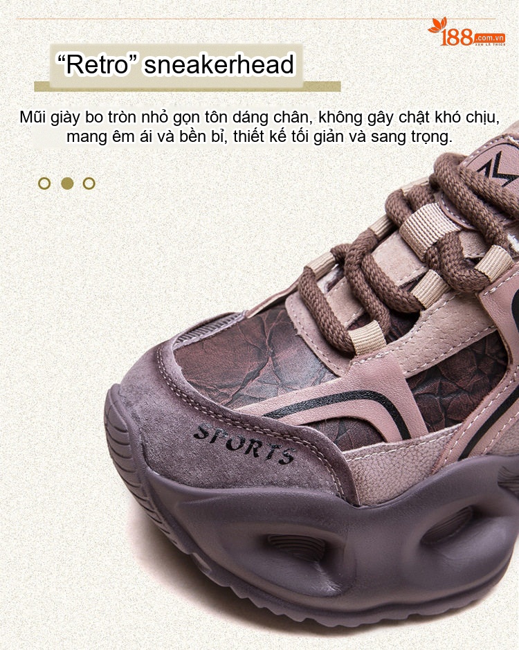 Giày Sneaker Nữ Đế Bánh Mì Phối Màu Phong Cách Retro Chiều Cao Đế Khoảng 5cm Màu Xám, Tím chi tiết 4