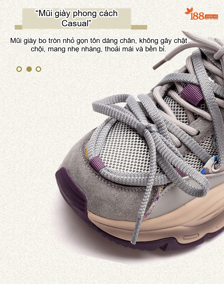 Giày Sneaker Nữ Đế Bánh Mì Phong Cách Anh Quốc Chiều Cao Đế Khoảng 5cm Màu Đỏ Rượu Vang, Xám, Nâu chi tiết 4