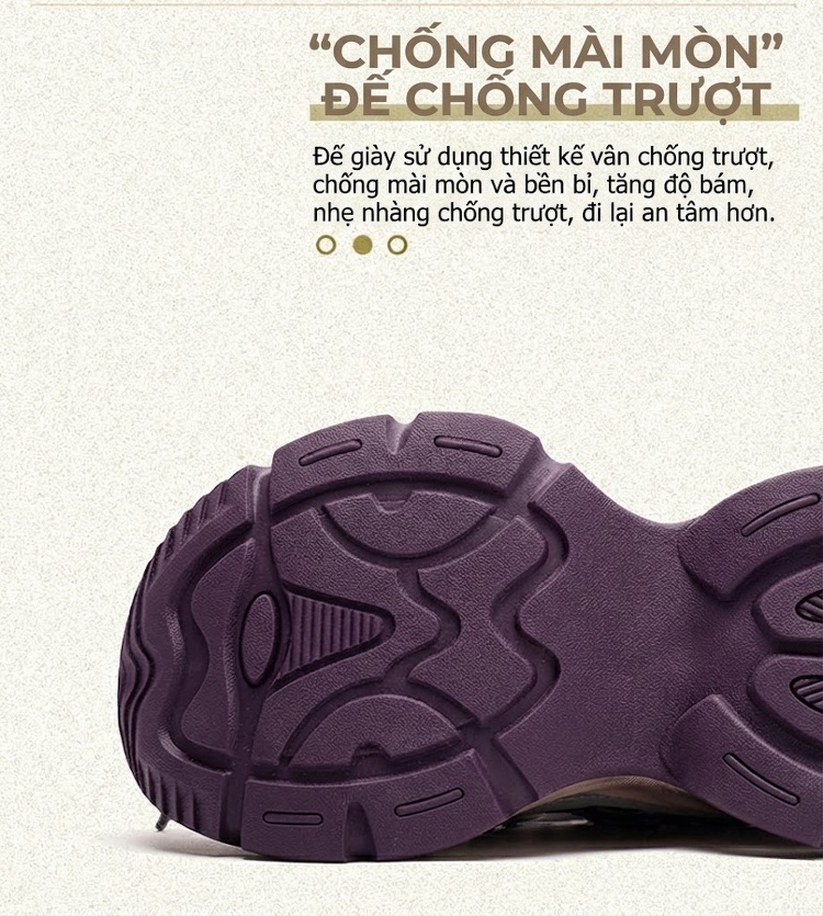 Giày Sneaker Nữ Đế Bánh Mì Phong Cách Anh Quốc Chiều Cao Đế Khoảng 5cm Màu Đỏ Rượu Vang, Xám, Nâu chi tiết 5