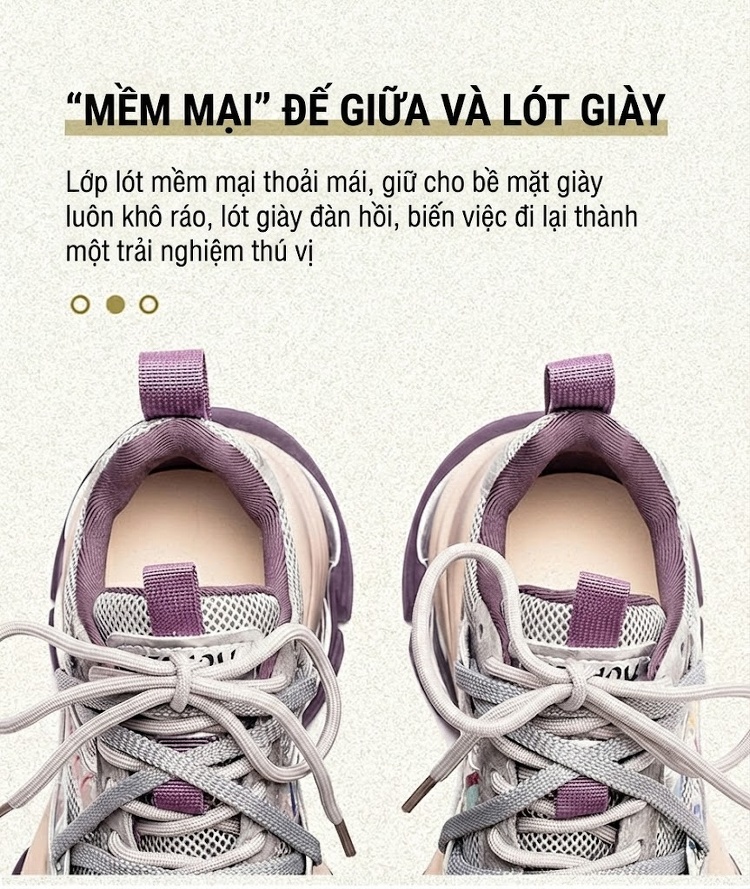 Giày Sneaker Nữ Đế Bánh Mì Phong Cách Anh Quốc Chiều Cao Đế Khoảng 5cm Màu Đỏ Rượu Vang, Xám, Nâu chi tiết 6