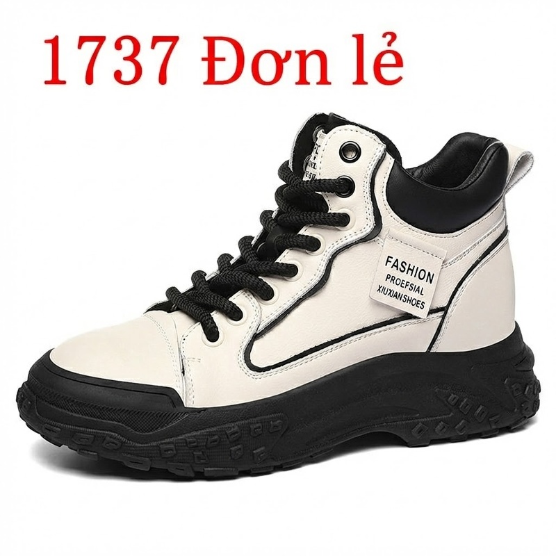 Giày Sneaker Nữ Đế Bệt Dáng Boot Chiều Cao Đế Khoảng 5cm Màu Trắng, Nâu, Đen