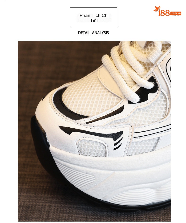 Giày Sneaker Nữ Đế Cao 10cm Phong Cách Ulzzang Màu Trắng, Đen chi tiết 8
