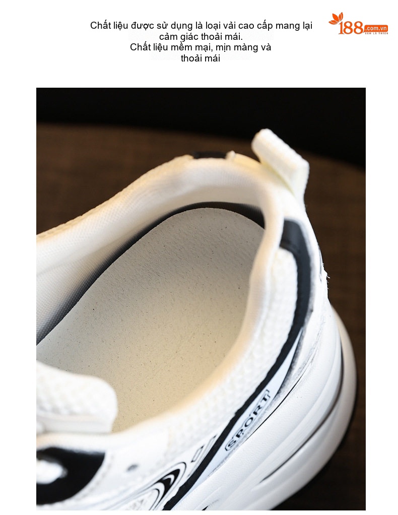 Giày Sneaker Nữ Đế Cao 10cm Phong Cách Ulzzang Màu Trắng, Đen chi tiết 9