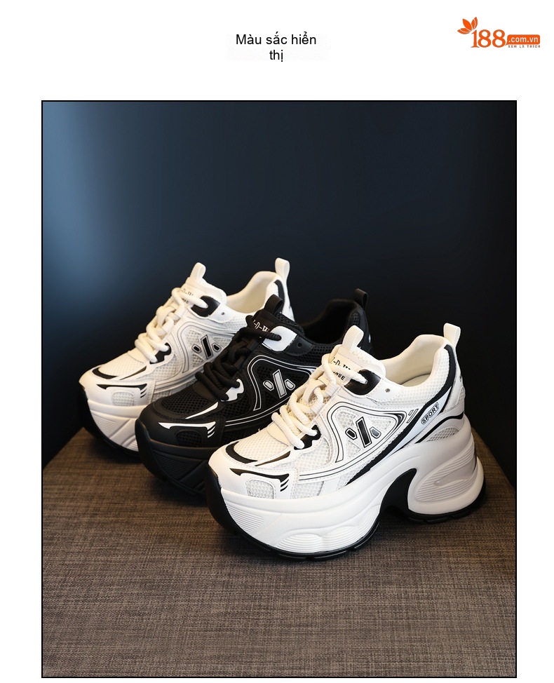 Giày Sneaker Nữ Đế Cao 10cm Phong Cách Ulzzang Màu Trắng, Đen chi tiết 19