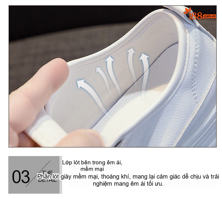 Giày Sneaker Nữ Đế Cao 8cm Phong Cách Hàn Quốc Màu Trắng, Đen chi tiết 10