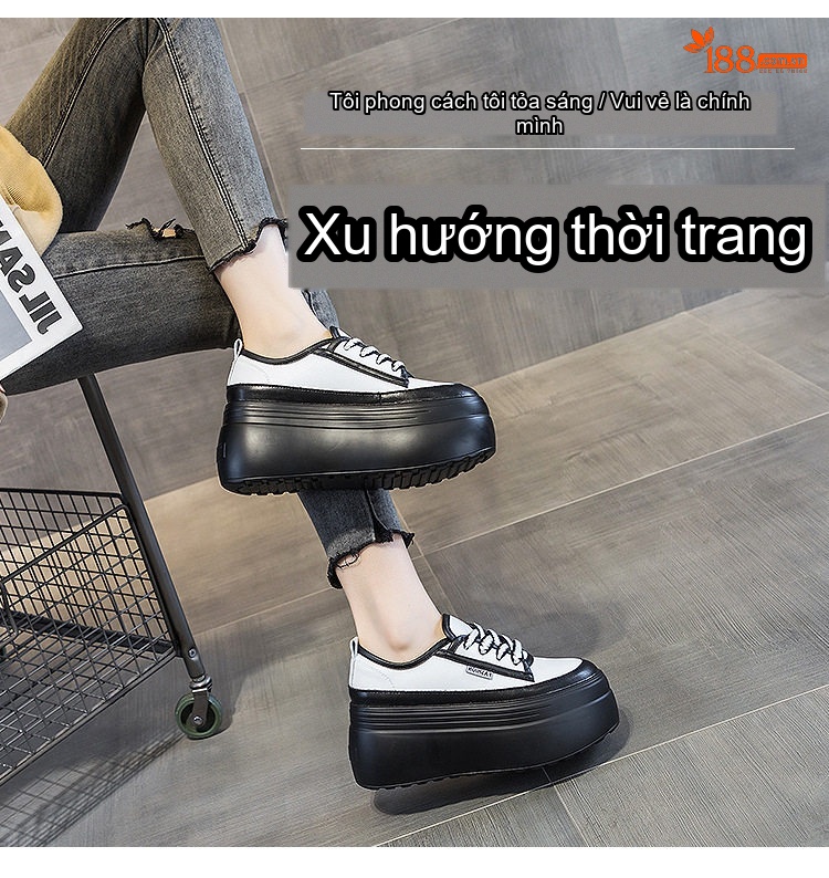 Giày Sneaker Nữ Đế Cao 8cm Phong Cách Hàn Quốc Màu Trắng, Đen chi tiết 12