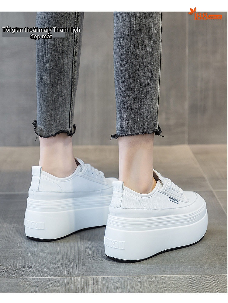 Giày Sneaker Nữ Đế Cao 8cm Phong Cách Hàn Quốc Màu Trắng, Đen chi tiết 14